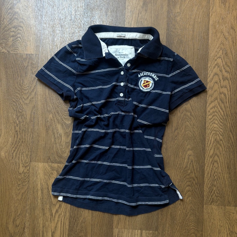 Vintage Y2K Mall Core Preppy Style Abercrombie & Fitch Striped Polo Rugby Shirt